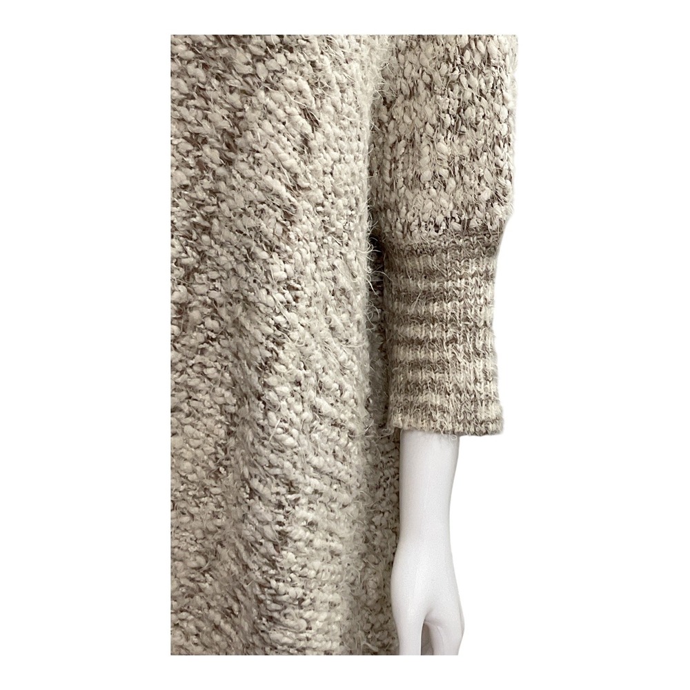Umgee Fringe Poncho Knit Sweater Tunic Pullover Oversized Neutral Colors - Picture 4 of 12